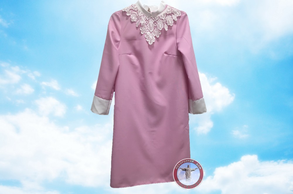 платье габардин с воротничком (розовое)