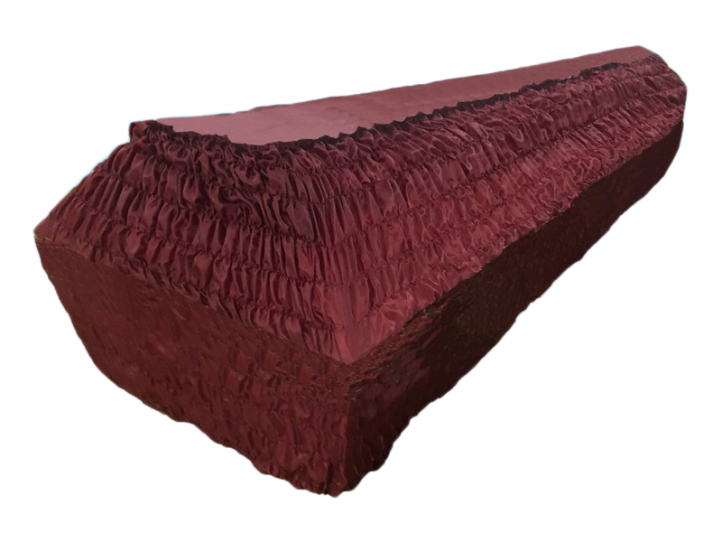 гроб шелк с фалдами бордовый (внутренняя обивка шелк) 
